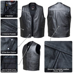 Black Blockade Leather Motorcycle Vest