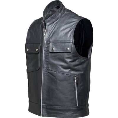 Black Highway Leather Motorcycle Vest