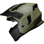 Black Street Fighter ECE R22.06 Matt Army Green Open Face Motorcycle Helmet and Internal Visor