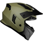 Black Street Fighter ECE R22.06 Matt Army Green Open Face Motorcycle Helmet and Internal Visor