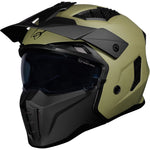 Black Street Fighter ECE R22.06 Matt Army Green Open Face Motorcycle Helmet and Internal Visor