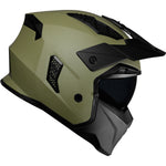 Black Street Fighter ECE R22.06 Matt Army Green Open Face Motorcycle Helmet and Internal Visor