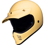 Black Royale II Retro ECE R22.06 Gloss Cream Motorcycle Helmet and Internal Visor