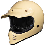 Black Royale II Retro ECE R22.06 Gloss Cream Motorcycle Helmet and Internal Visor