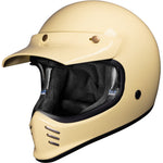 Black Royale II Retro ECE R22.06 Gloss Cream Motorcycle Helmet and Internal Visor