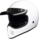 Black Royale II Retro ECE R22.06 Gloss White Motorcycle Helmet and Internal Visor