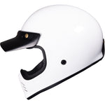 Black Royale II Retro ECE R22.06 Gloss White Motorcycle Helmet and Internal Visor