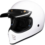 Black Royale II Retro ECE R22.06 Gloss White Motorcycle Helmet and Internal Visor