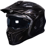 Black Street Fighter Vintage ECE R22.06 Gloss Polished Black Open Face Motorcycle Helmet and Internal Visor