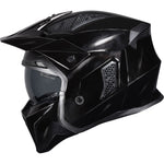 Black Street Fighter Vintage ECE R22.06 Gloss Polished Black Open Face Motorcycle Helmet and Internal Visor