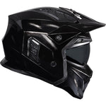 Black Street Fighter Vintage ECE R22.06 Gloss Polished Black Open Face Motorcycle Helmet and Internal Visor