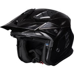 Black Street Fighter Vintage ECE R22.06 Gloss Polished Black Open Face Motorcycle Helmet and Internal Visor