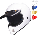 Black Royale II Retro ECE R22.06 Gloss White Motorcycle Helmet and Internal Visor