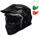 Black Street Fighter Vintage ECE R22.06 Gloss Polished Black Open Face Motorcycle Helmet and Internal Visor