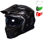 Black Street Fighter Vintage ECE R22.06 Gloss Polished Black Open Face Motorcycle Helmet and Internal Visor