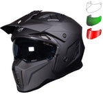 Black Street Fighter ECE R22.06 Matt Black Open Face Motorcycle Helmet and Internal Visor