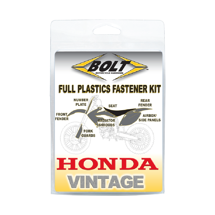 Bolt Hardware Plastic Fastener Kit - Honda CR125 1985-90, CR 250/500 1985-89