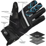 Black Metro Short Leather Motorcycle Gloves