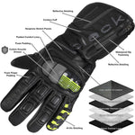 Black Odyssey Waterproof Leather Motorcycle Gloves