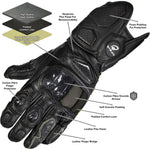 Black Rhino Leather Motorcycle Gloves