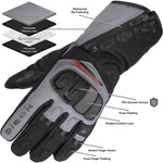 Black Voyage Waterproof Leather Motorcycle Gloves