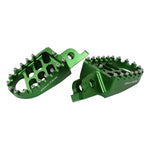 BikeTek Wide Foot Pegs - Kawasaki KX250 2005-07, KLX450R 2008-19 - Green