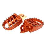 BikeTek Wide Foot Pegs - KTM SX250 2000-16, SXF 250/450 2006-15 - Orange