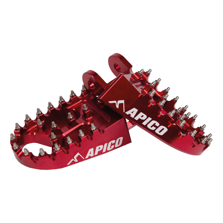 Apico Xtreme Foot Pegs - Honda CR 80/85 1996-2007, XR 400-650 1996-2021 - Red