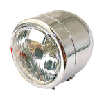 Bike It Universal Single Round Dominator Bottom Mount E-Marked Halogen Headlight - Chrome