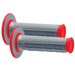 Renthal G163 MX Dual Compound Tapered 1/2 Waffle Grips - Grey/Red