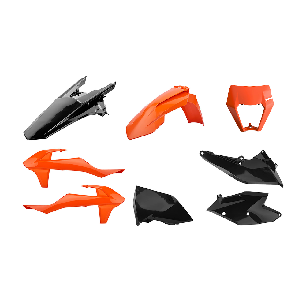 Polisport Enduro Plastics Kit With Headlight Mask - KTM EXC/EXC-F 2017-19 - Orange/Black